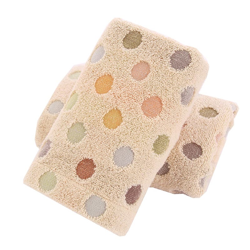 Pidada Hand Towels Set of 2 Colorful Polka Dot Pattern 100% Cotton Soft Absorbent Decorative Towel for Bathroom (Brown) - Image 1